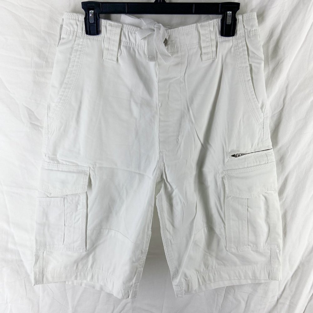 Eastbay Mens White Cargo Shorts Pockets Size 30